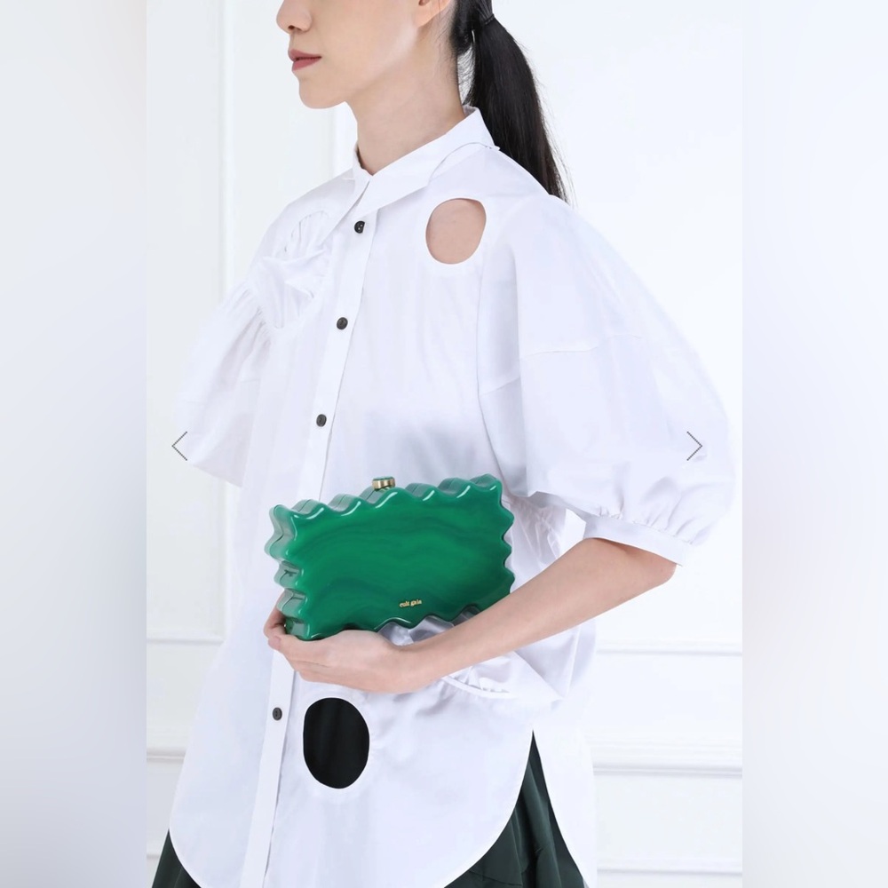 Cult Gaia Paloma Clutch. Malachite/Gold. - Picture 9 of 17